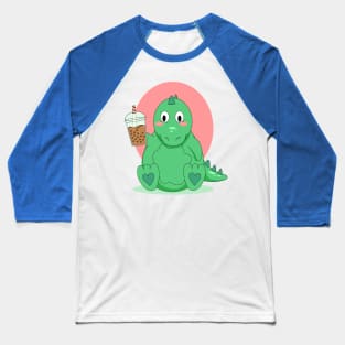 Green Dinosaur Hug Me I'm done drinking boba Baseball T-Shirt